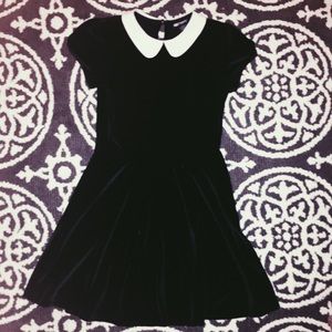 Wednesday Adams Style Velvet Skater Dress